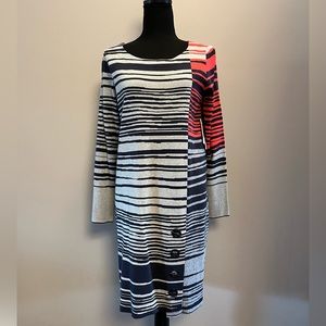 NIC+ZOE Size M Dress in Multi Shades of Blue, Gray, Red